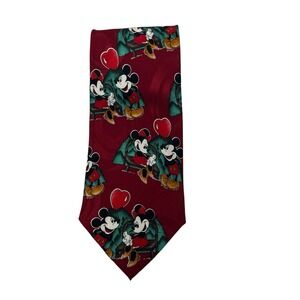 Disney Mickey Unlimited Minnie Mouse 100% Silk Tie‎ Red Hearts Valentines 56"